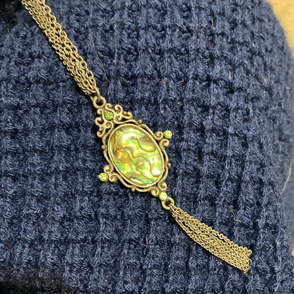 Abalone and peridot necklace